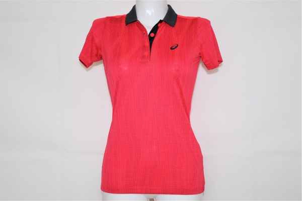 Asics Damen Performance Poloshirt pinkrot-schwarz Gr. S