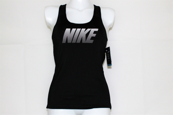 Nike Damen Tennis Pro Tank Block Logo schwarz-weiß Gr. M